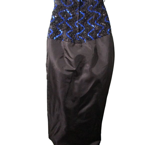 Gunne Sax Sequin Taffeta Rosette Strapless Cocktail Dress Tulip Skirt GUC Sz 7 - Picture 16 of 16